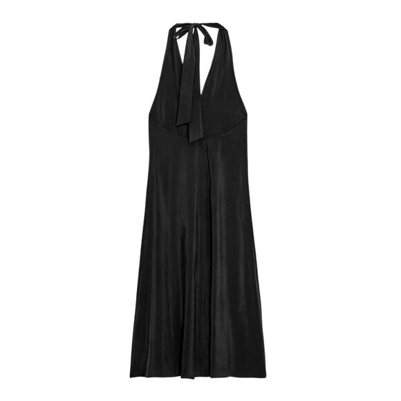 Zara Women's XSmall Black Halter V-Neck Top Open Back Sleeveless Midi Dress - Picture 5 of 9